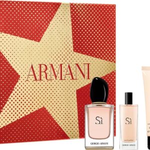 מארז לאשה סט שלושה חלקים לאישה בושם לאשה Giorgio Armani Si E.D.P 100ml + קרם גוף 75 מ"ל + גל רחצה 75 מ"ל