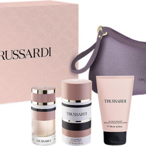 טרוסרדי פמינין מארז בושם לאישה א.ד.פ 90 מ״ל + קרם גוף 100 מ״ל + תיק מהודר  Trussardi Feminine Set EDP 90ml + Body Lotion + Luxury Bag