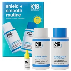 קיי 18 ערכת שילד אנד סמוז להגנה ומניעת פריז בשיער K18 Biomimetic Hairscience: shield + smooth routine