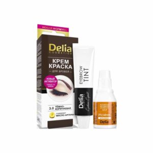 דליה קוסמטיקס ערכת צבע לגבות עם שמן ארגן גוון 3.0 חום כהה 15מ"ל DELIA COSMETICS COLOR CREAM EYEBROW 3.0 DARK BROWN 15ML