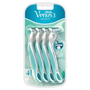 גילט וונוס 3 סנסיטיב 4 סכיני גילוח רב פעמי Gillette Venus 3 Sensitive ready razor 4 pieces for women