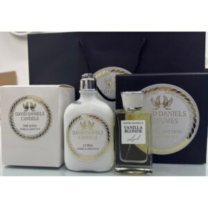 דייויד דניאלס ונילה בלונד מארז לגבר בושם אדפ 80מ"ל + נר + קרם גוף DAVID DANIELS VANILLA BLONDE EDP 80ML SET