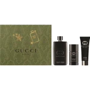 גוצי גליטי מארז בושם לגבר אדפ 100 מ”ל + ג’ל רחצה 50 מ”ל + דאודורנט סטיק 75 מ”ל GUCCI GUILTY SET EDP 100ML + SHOWER GEL 50ML + DEO STICK 75 ML