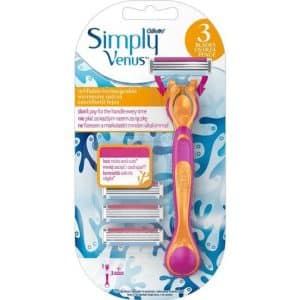 גילייט סכין גילוח לאישה+ 3 ראשים להחלפה Gillette Simply Venus Handle Women’s Razor – 1 Handle + 3 Refills