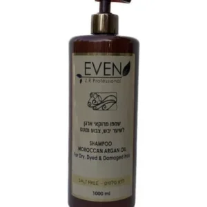 איבן שמפו מרוקאי ארגן עם משאבה 1 ליטר זהב - Even Moroccan Argan Shampoo for Dry Colored & Damaged Hair 1000ml