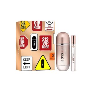 קרולינה הררה 212 וי איי פי רוז סט לאישה 80 מל + 10 מל אדפ - Carolina Herrera 212 VIP Rose Travel Set for Women 80ml + 10ml EDP