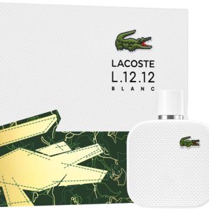 לקוסט 1212 סט לגבר 100 מל + 7.5 מל + גל רחצה אדט - Lacoste L.12.12 Blanc Gift Set for Men (100ml EDT + 7.5ml EDT + SG 100ml)