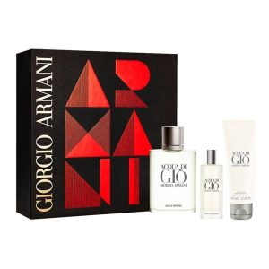 מארז לגבר GIORGIO ARMANI Acqua Di Gio סט בושם א.ד.ט + א.ד.ט + גל רחצה לגבר 75 מ”ל + 15 מ”ל + 100 מ”ל