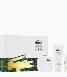 לקוסט 1212 סט לגבר 100 מל + 7.5 מל + גל רחצה אדט – Lacoste L.12.12 Blanc Gift Set for Men (100ml EDT + 7.5ml EDT + SG 100ml)