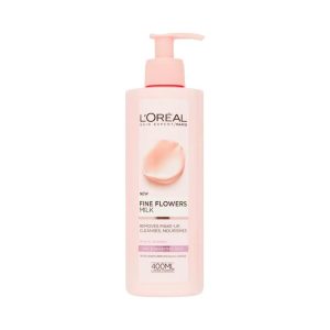 לוריאל חלב פנים עם ורדים לעור יבש ורגיש 400 מל LOreal Fine Flowers Cleansing Milk 400ml