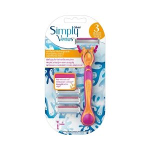 גילייט סכין גילוח לאישה+ 3 ראשים להחלפה Gillette Simply Venus Handle Women’s Razor – 1 Handle + 3 Refills