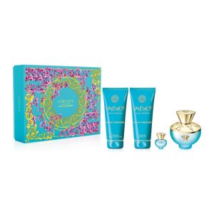 ורסצה דילן טורקיז סט לאישה 100 מל אדט – VERSACE DYLAN TURQUOISE SET FOR WOMEN 90ML+5ML EDT BODY LOTION 100ML+SHOWER GEL 100ML