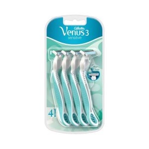 גילט וונוס 3 סנסיטיב 4 סכיני גילוח רב פעמי Gillette Venus 3 Sensitive ready razor 4 pieces for women