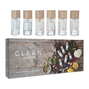 קלין רזרב מארז 6 בשמים מוקטנים בגודל 5מ”ל – Clean Reserve Travel Spray Set Unisex 6 x 0.17ml (Suede Oud + Blond Rose + Rain + Citron Fig + Sel Santal + Warm Cotton)