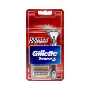 גילט סנסור אדום 3 להבים – מכשיר + 6 סכינים GILLETE SENSOR RED 3