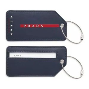 פראדה לונה רוסה תג שם למזוודה – Prada Beauty Faux Leather Luggage Tag ID Plate Navy Blue/Red & Storage Bag