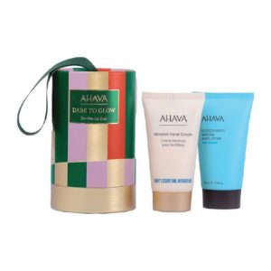 אהבה סט לחג 2 פריטים קרם גוף 40 מל + קרם ידיים 40 מל – Ahava Dare to Glow On-The-Go Duo Gift Set (40ml Hand Cream + 40ml Body Lotion)